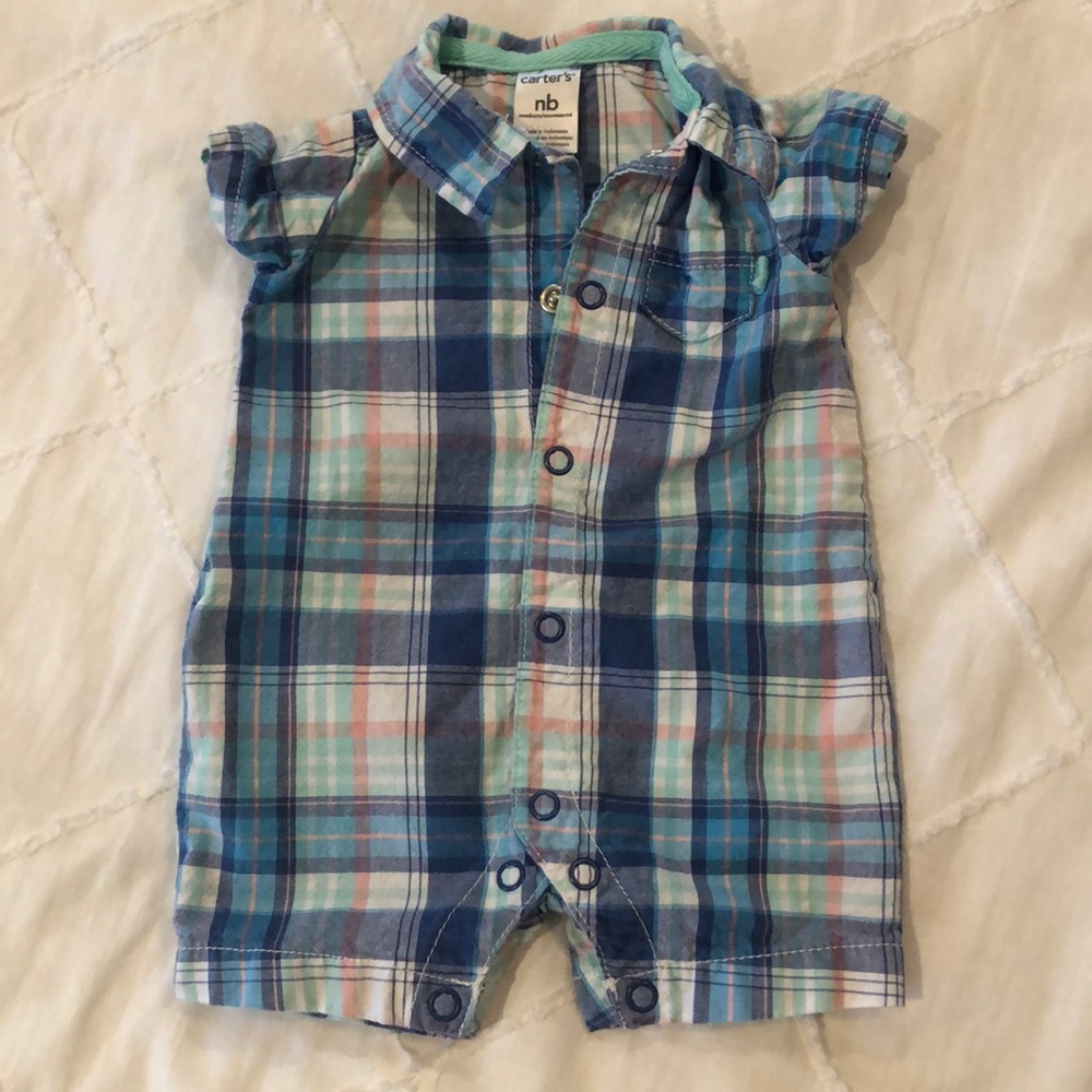 Collared plaid  onesie outfit size newborn